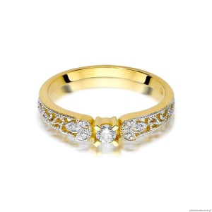 Pierścionek W411 Diament 0,10ct żółte złoto