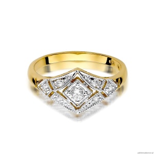 Pierścionek W412 Diament 0,10ct żółte złoto