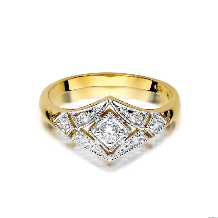 Pierścionek W412 Diament 0,10ct żółte złoto