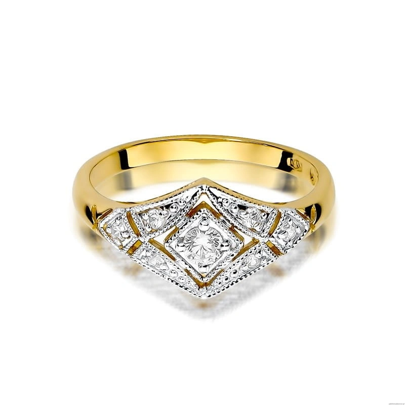 Pierścionek W412 Diament 0,10ct żółte złoto