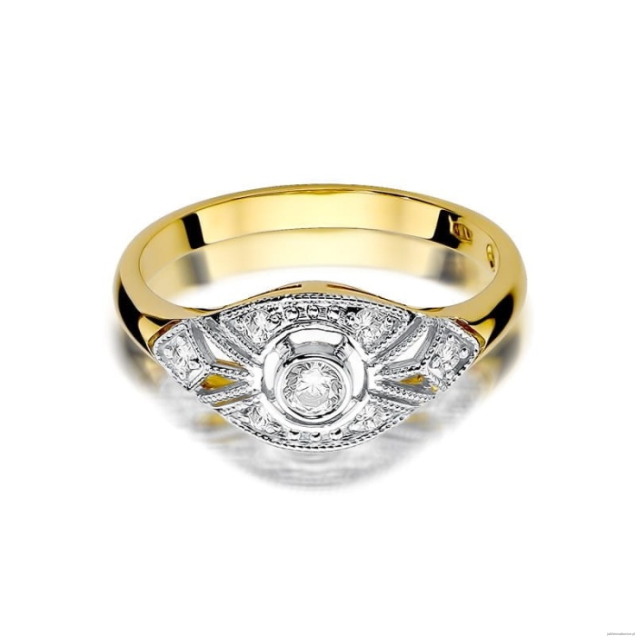 Pierścionek W413 Diament 0,10ct żółte złoto