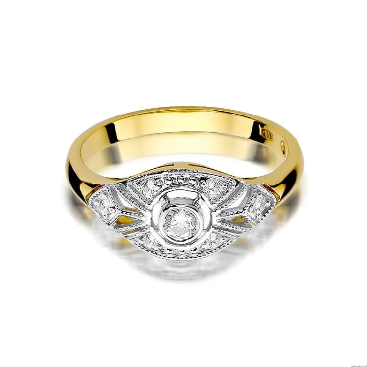 Pierścionek W413 Diament 0,10ct żółte złoto