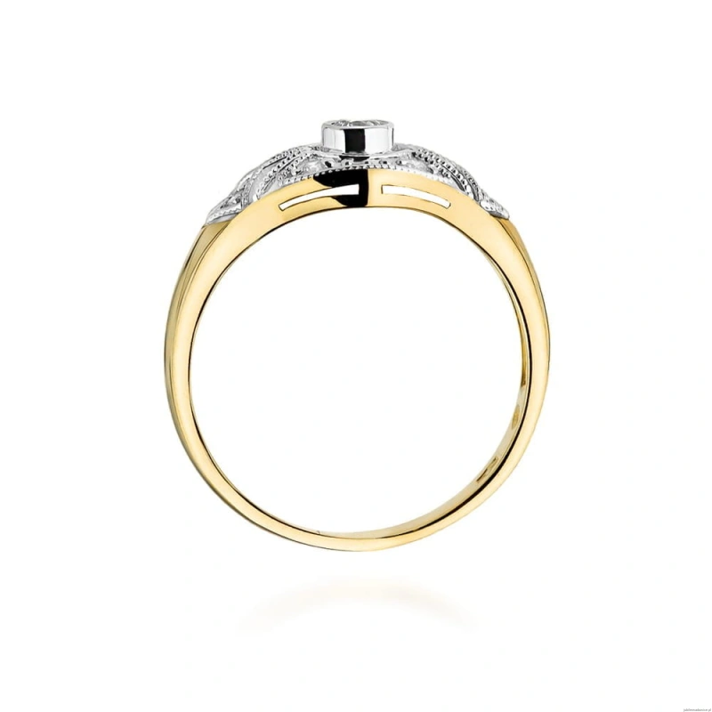 Pierścionek W413 Diament 0,10ct żółte złoto
