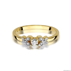 Pierścionek W414 Diament 0,10ct żółte złoto