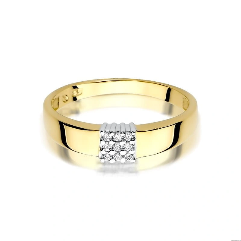 Pierścionek W417 z diamentami żółte złoto