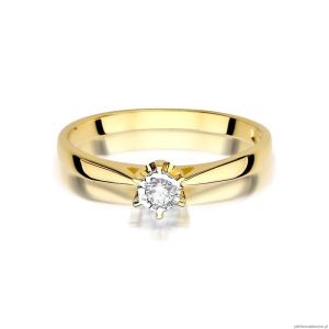 Pierścionek W426 Diament 0,05ct żółte złoto