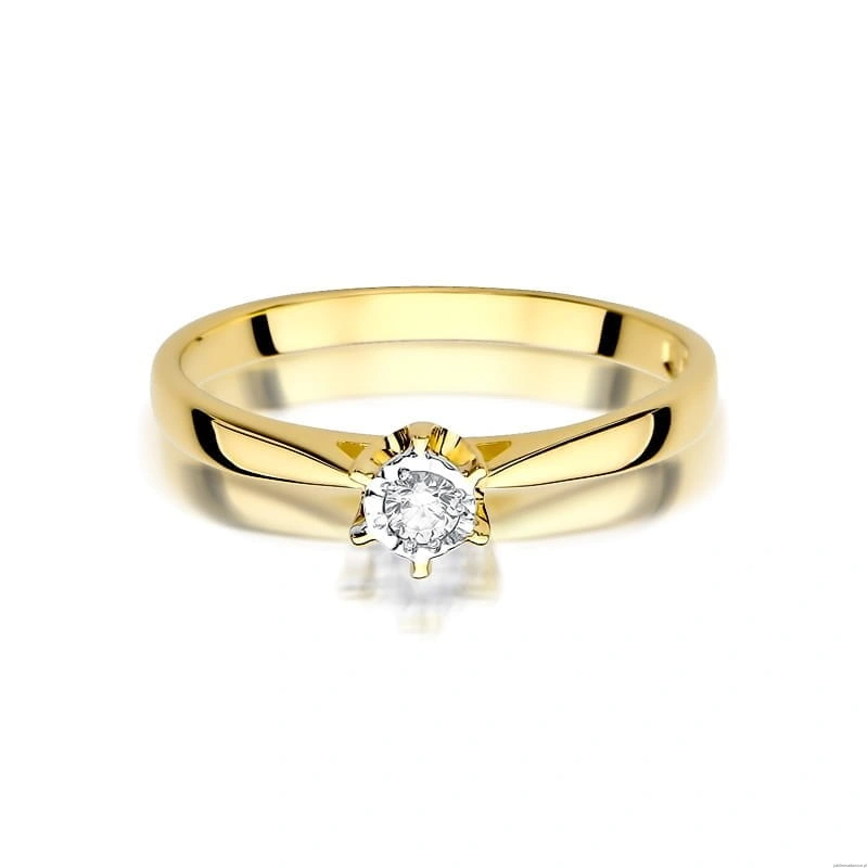 Pierścionek W426 Diament 0,05ct żółte złoto
