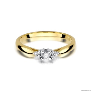 Pierścionek W428 Diament 0,10ct żółte złoto