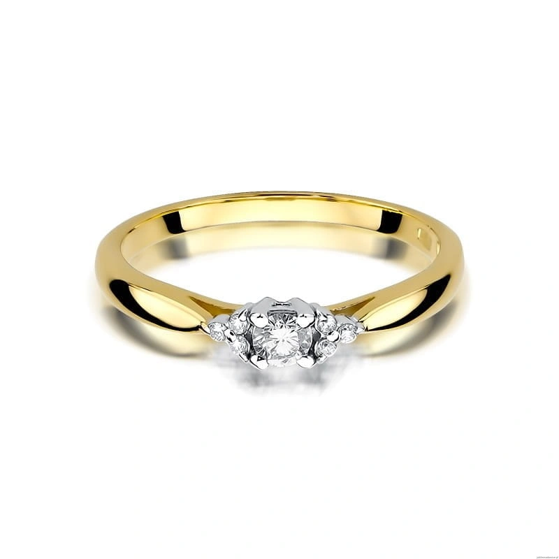 Pierścionek W428 Diament 0,10ct żółte złoto