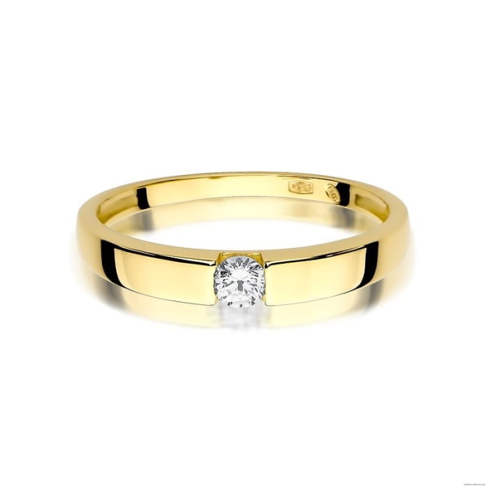 Pierścionek W432 Diament 0,12ct żółte złoto