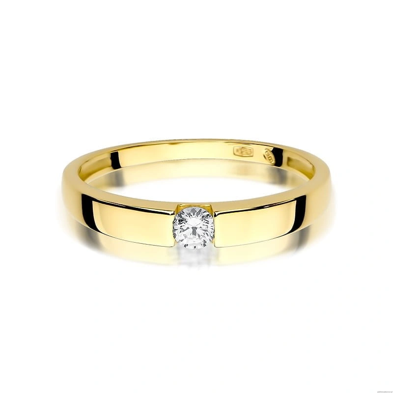 Pierścionek W432 Diament 0,12ct żółte złoto