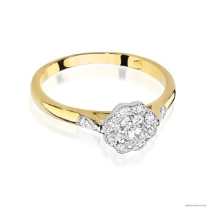 Pierścionek W434 Diament 0,23ct żółte złoto