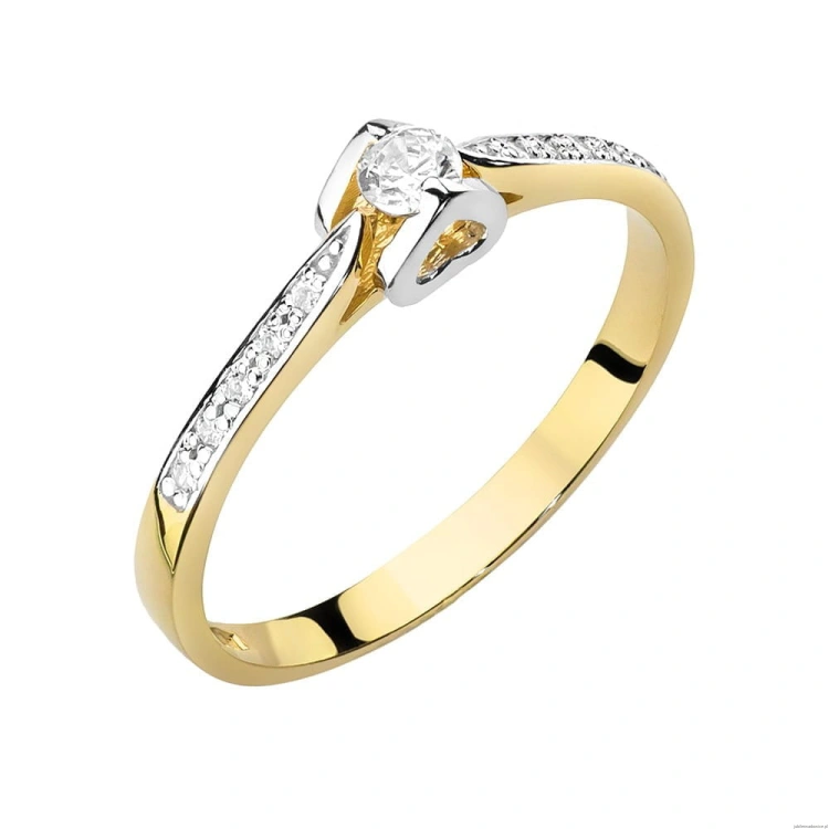 Pierścionek W435 Diament 0,10ct żółte złoto
