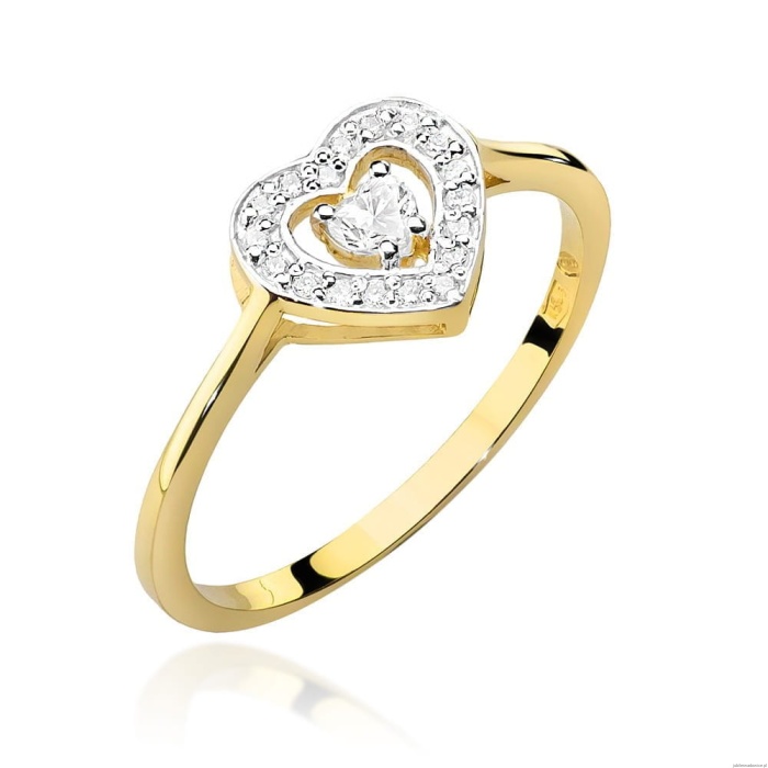 Pierścionek W442 Diament 0,10ct żółte złoto