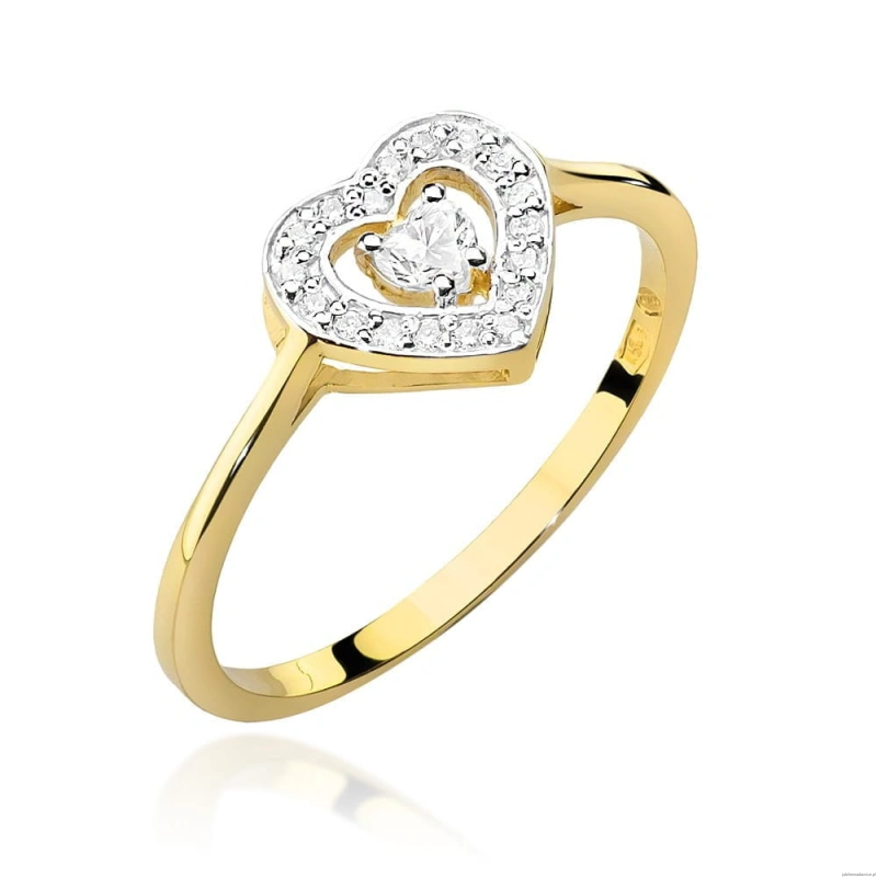 Pierścionek W442 Diament 0,10ct żółte złoto