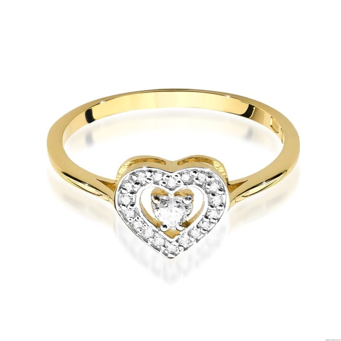 Pierścionek W442 Diament 0,10ct żółte złoto