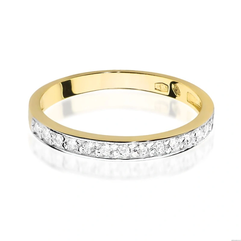 Pierścionek W0446 z diamentami żółte złoto