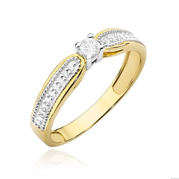 Pierścionek W449 Diament 0,08ct żółte złoto