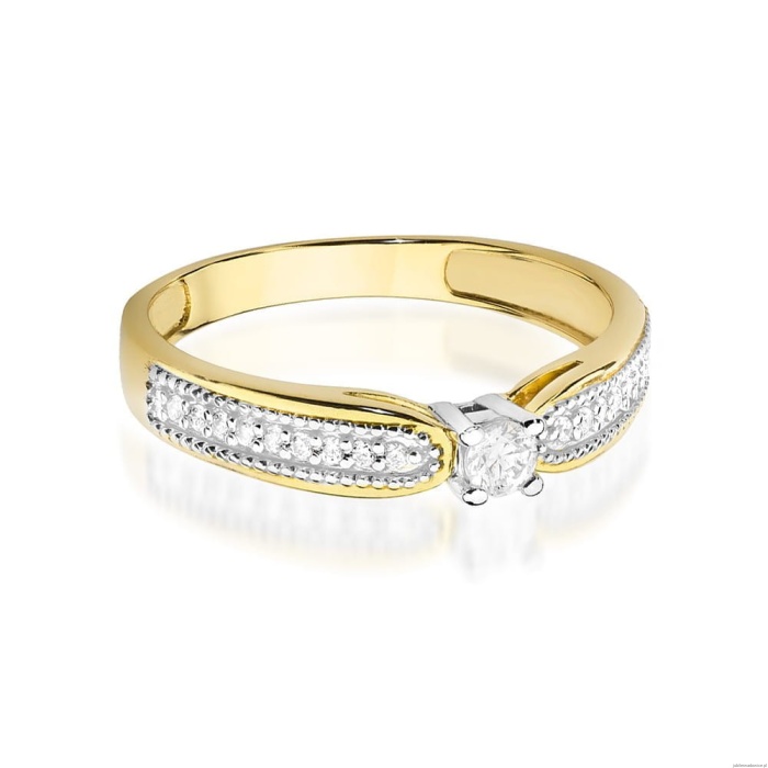 Pierścionek W449 Diament 0,08ct żółte złoto