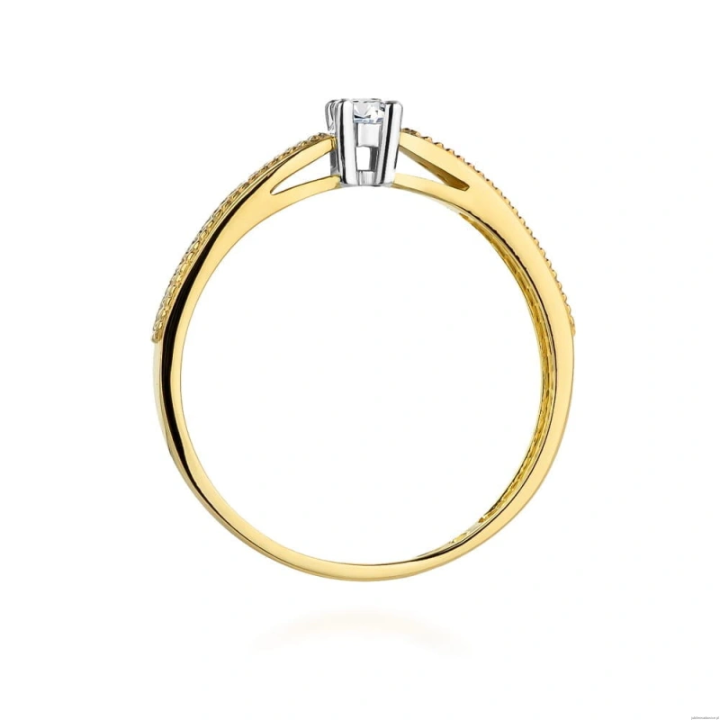Pierścionek W449 Diament 0,08ct żółte złoto