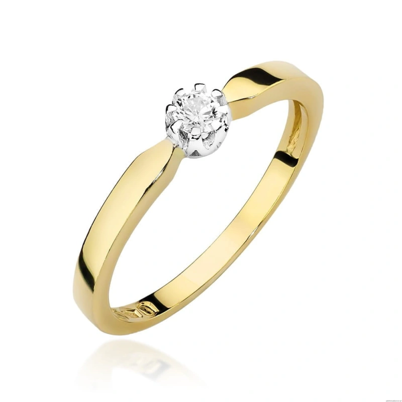 Pierścionek W450 Diament 0,10ct żółte złoto