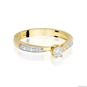 Pierścionek W453 Diament 0,15ct żółte złoto