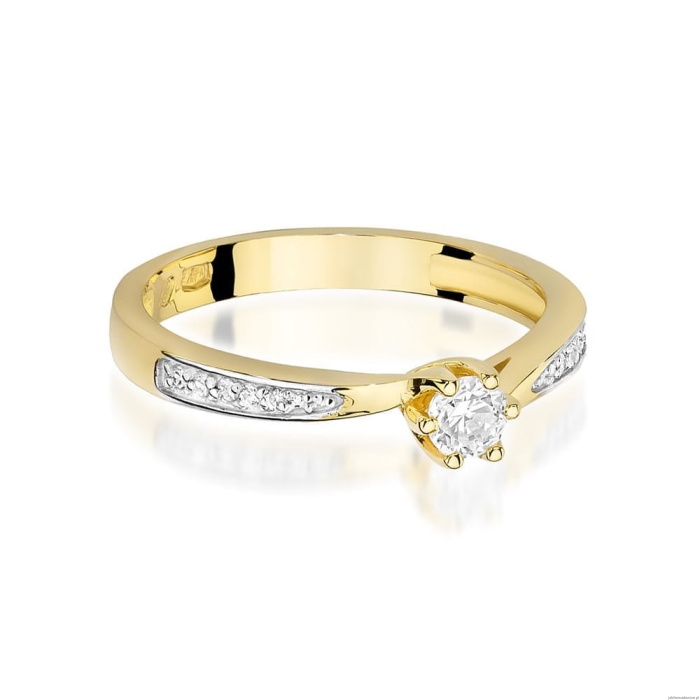 Pierścionek W453 Diament 0,15ct żółte złoto