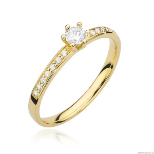 Pierścionek W459 Diament 0,10ct żółte złoto