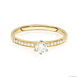 Pierścionek W459 Diament 0,10ct żółte złoto