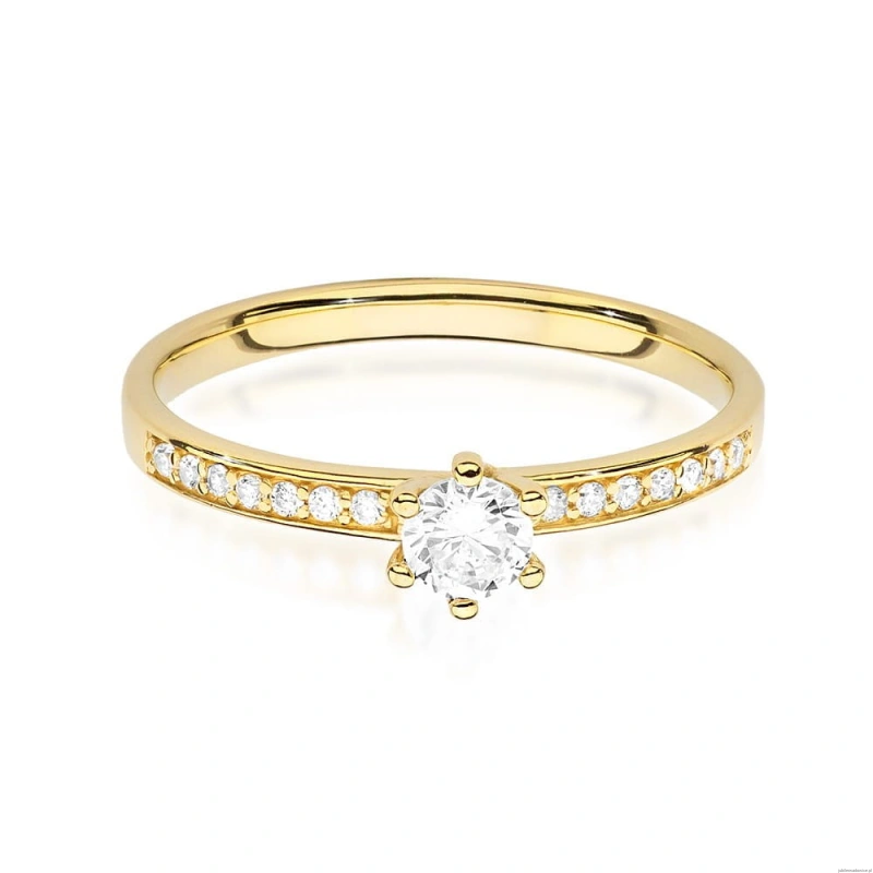 Pierścionek W459 Diament 0,10ct żółte złoto