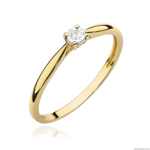 Pierścionek W461 Diament 0,01ct żółte złoto
