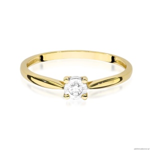 Pierścionek W461 Diament 0,08ct żółte złoto