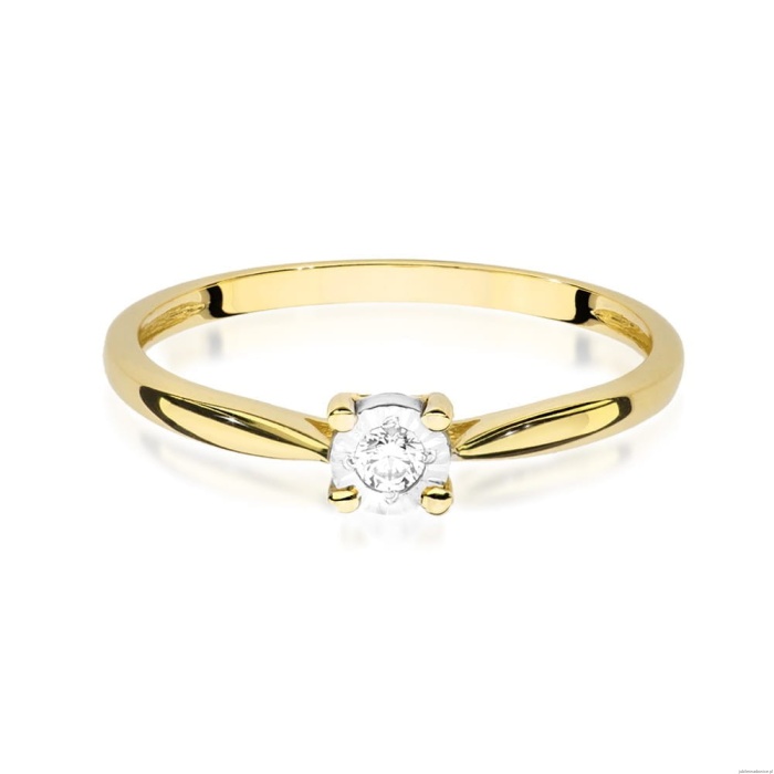 Pierścionek W461 Diament 0,08ct żółte złoto