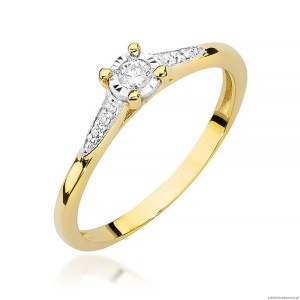 Pierścionek W0466 Diament 0,08ct żółte złoto
