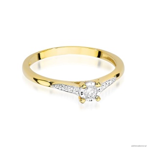 Pierścionek W0466 Diament 0,08ct żółte złoto
