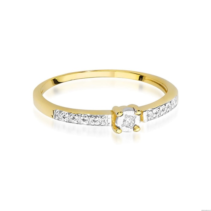 Pierścionek W467 Diament 0,02ct żółte złoto