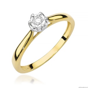 Pierścionek W468 Diament 0,08ct żółte złoto