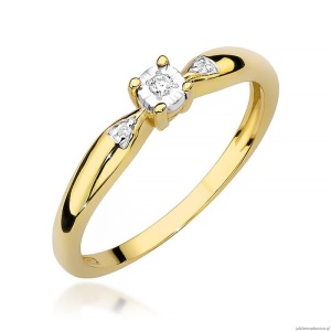Pierścionek W469 Diament 0,02ct żółte złoto