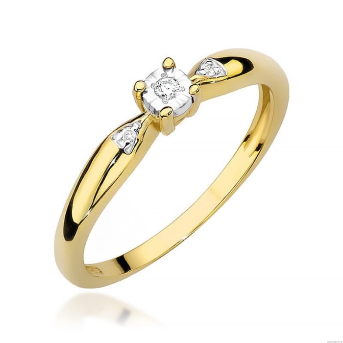 Pierścionek W469 Diament 0,02ct żółte złoto