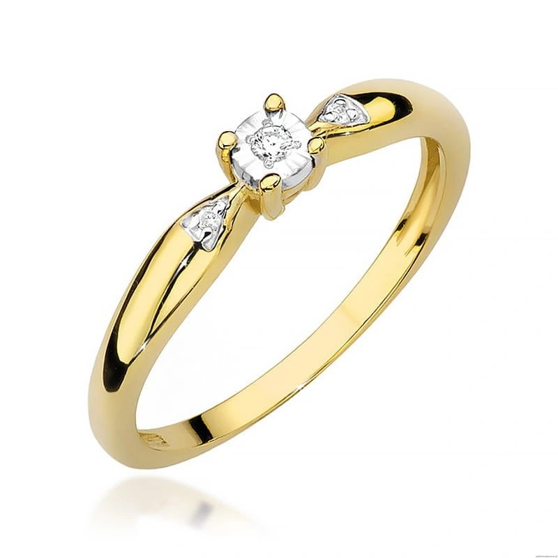 Pierścionek W469 Diament 0,02ct żółte złoto