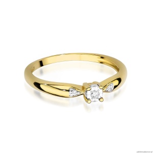 Pierścionek W469 Diament 0,02ct żółte złoto