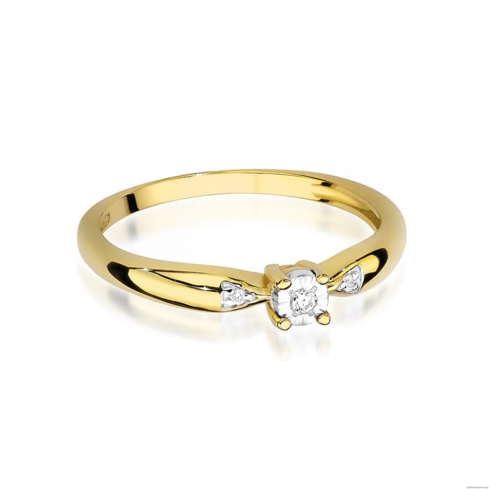 Pierścionek W469 Diament 0,02ct żółte złoto