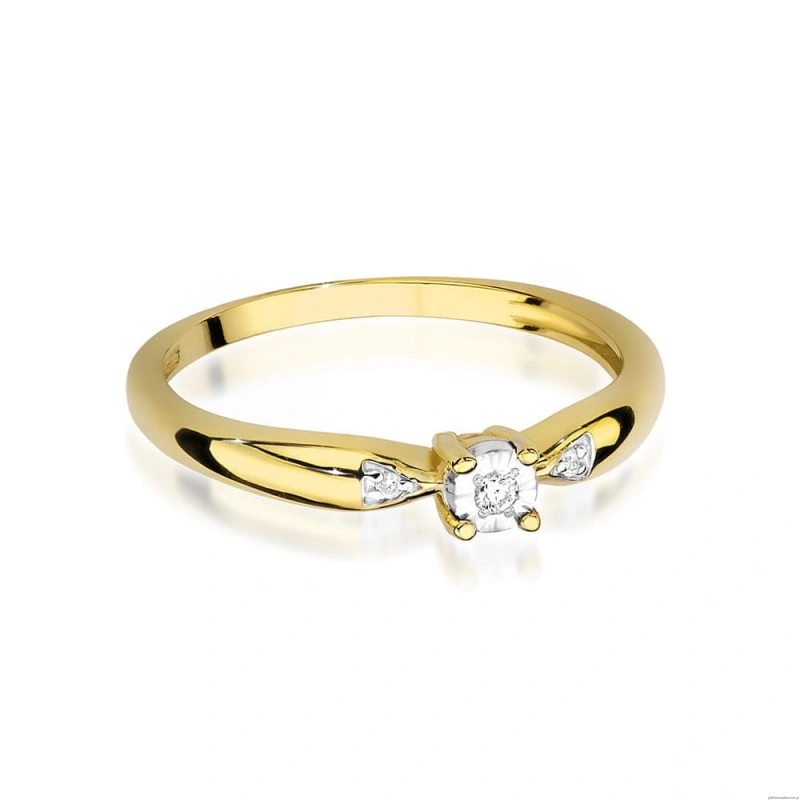 Pierścionek W469 Diament 0,02ct żółte złoto