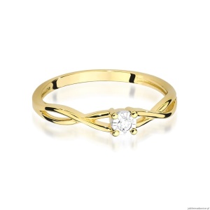 Pierścionek W470 Diament 0,03ct żółte złoto