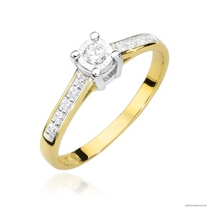 Pierścionek W474 Diament 0,08ct żółte złoto