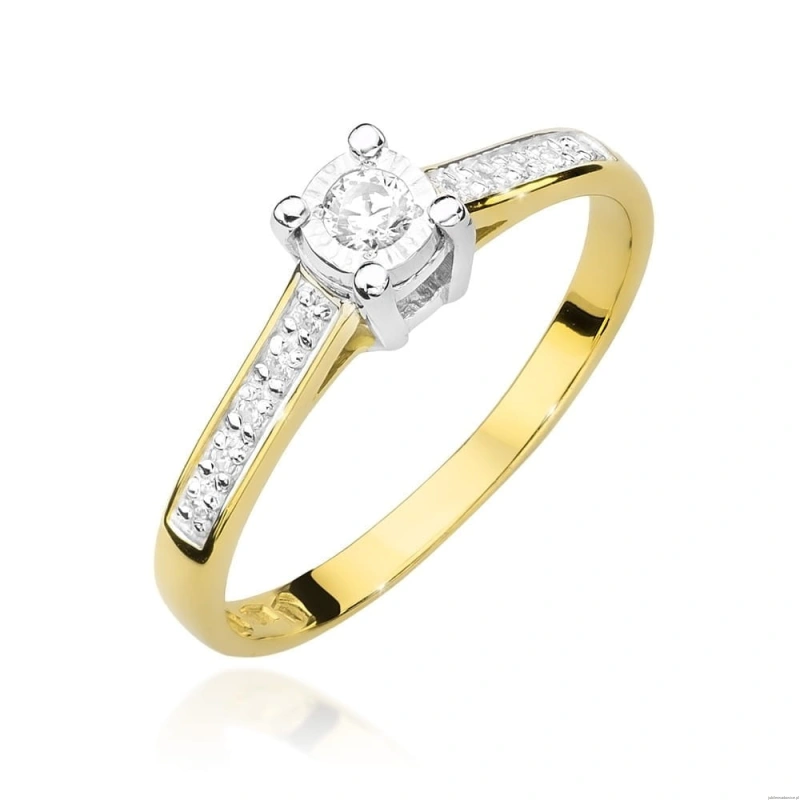 Pierścionek W474 Diament 0,08ct żółte złoto