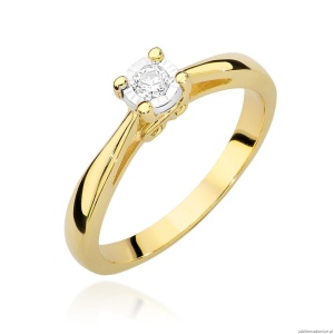 Pierścionek W475 Diament 0,08ct żółte złoto