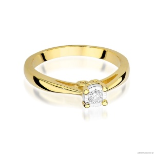 Pierścionek W475 Diament 0,08ct żółte złoto