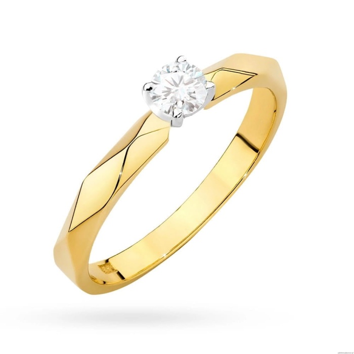 Pierścionek W484 Diament 0,10ct żółte złoto