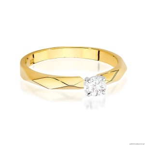 Pierścionek W484 Diament 0,10ct żółte złoto